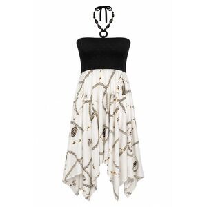 Shoreline Halter Dress Women One Size Black White Good Chain Print Smocked NWOT